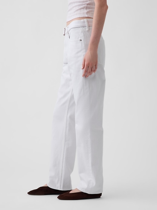 Image number 3 showing, Mid Rise Belted Straight Taper Jeans