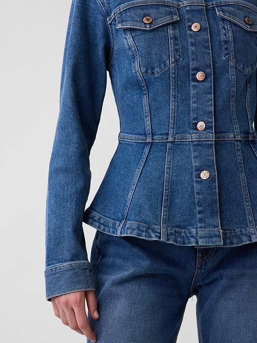 Image number 4 showing, Denim Fitted Peplum Jacket