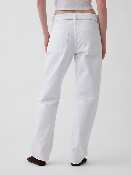 Image number 4 showing, Mid Rise Belted Straight Taper Jeans