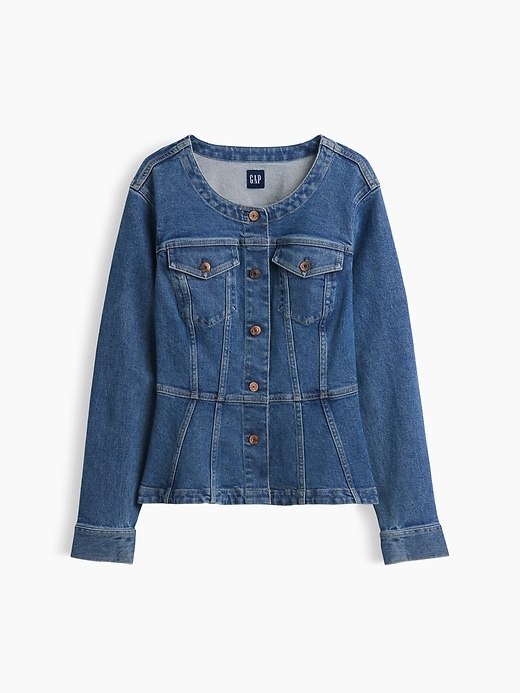 Image number 5 showing, Denim Fitted Peplum Jacket