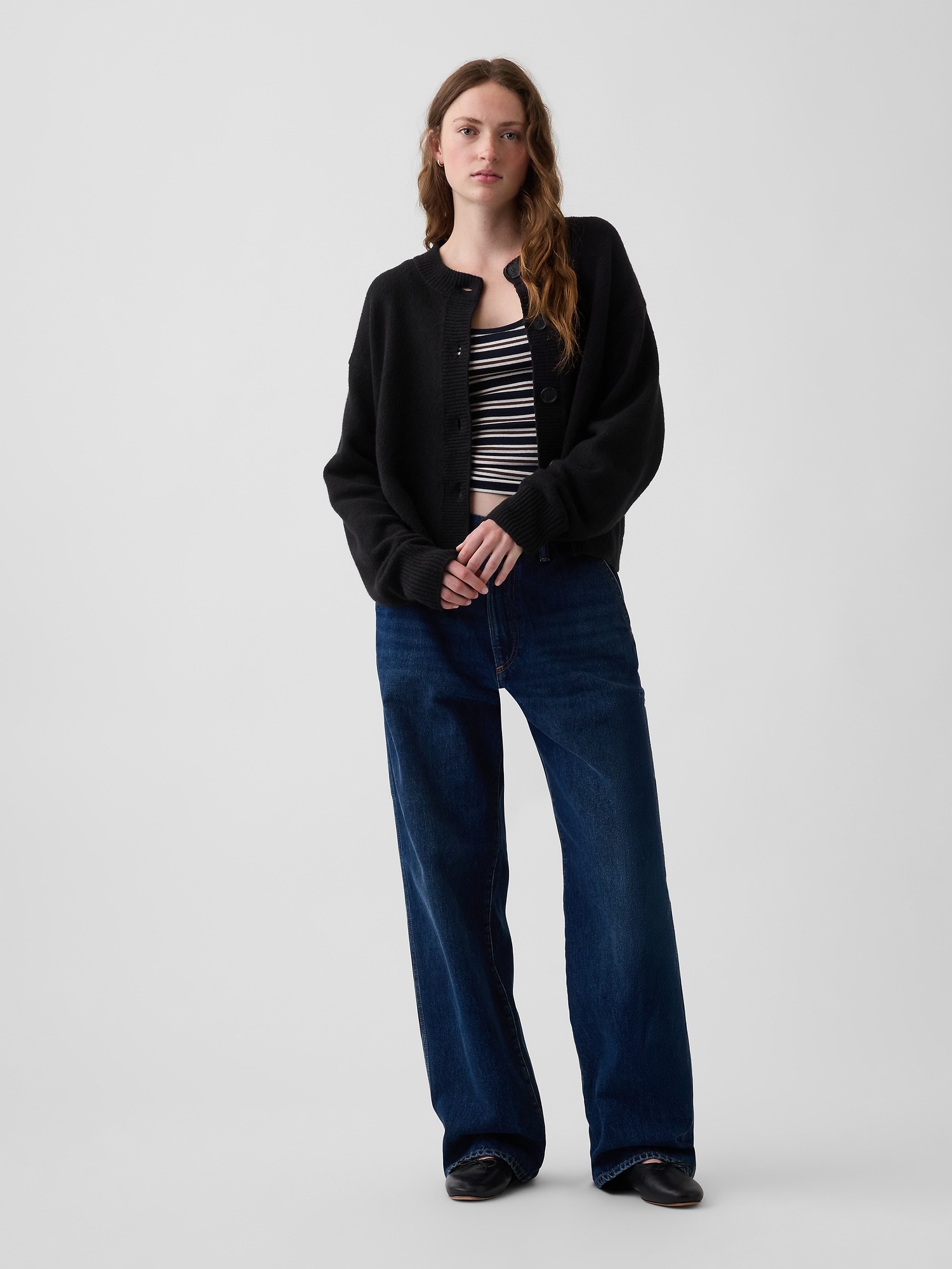 Женский кардиган Gap CashSoft Oversized Chunky, цвет: Чёрный — фото 2