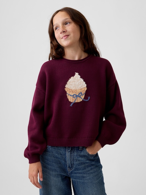 Kids 100% Cotton Oversized Rollneck Sweater