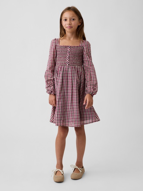 Kids Smocked Square-Neck Dress