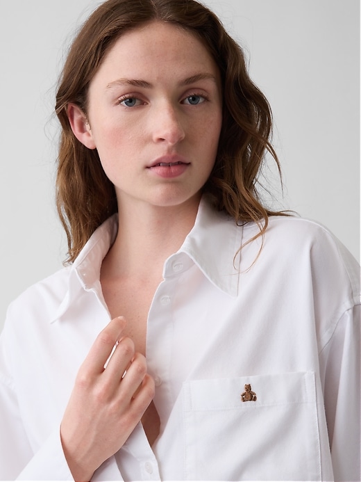 Organic Cotton Oversized Crop Oxford Shirt | Gap
