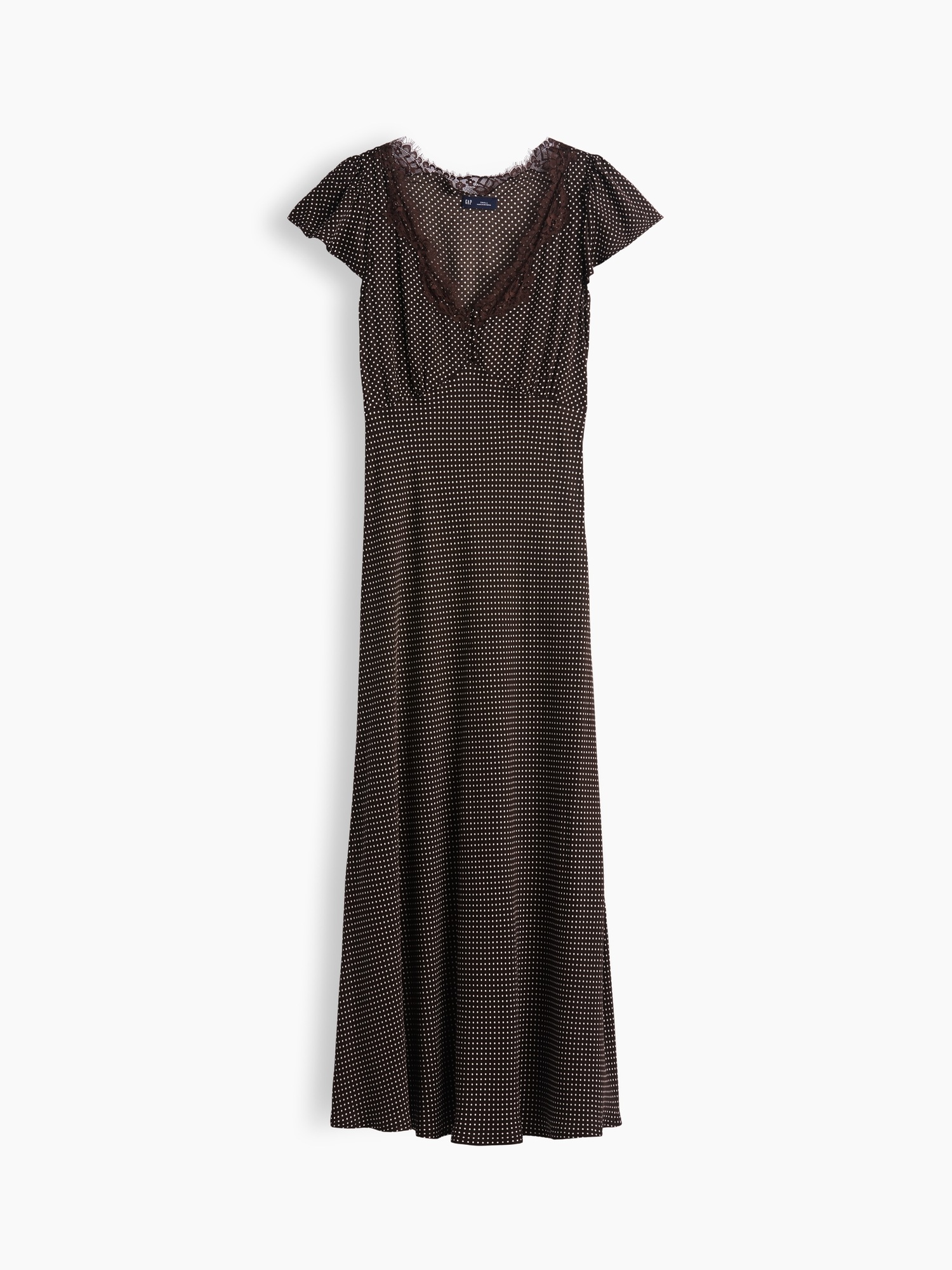 Женское платье Gap Lace V-Neck Maxi, цвет: Коричневый — фото 4