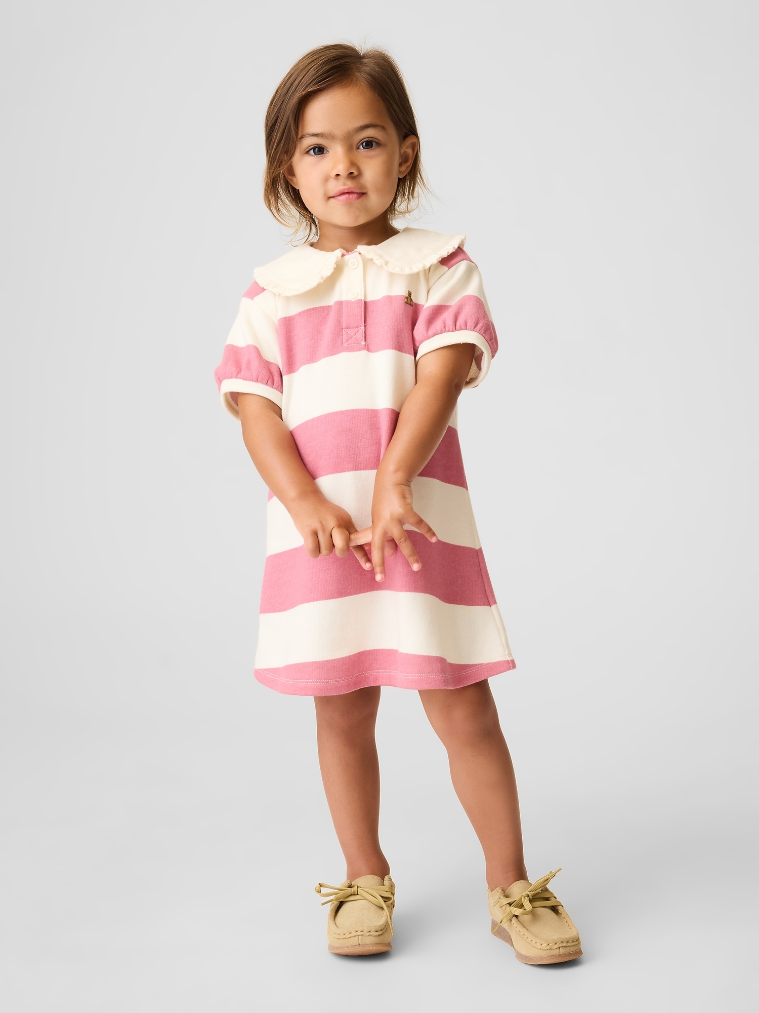 Baby & Toddler French Terry Collared Print Dress
