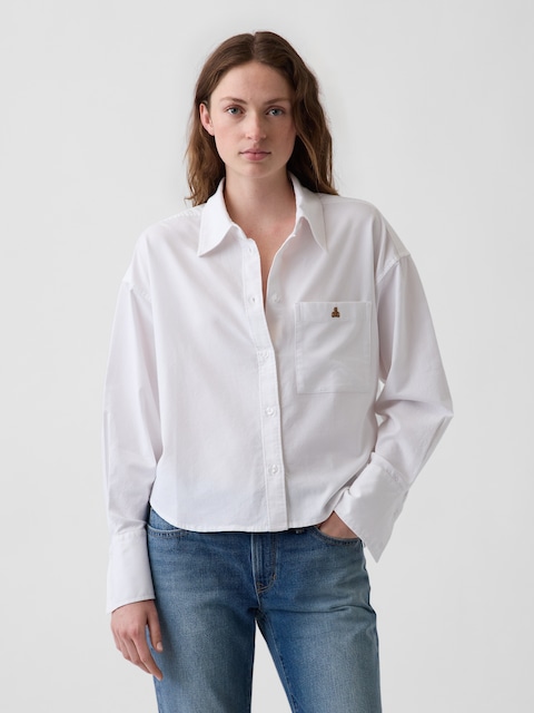 Organic Cotton Oversized Crop Oxford Shirt