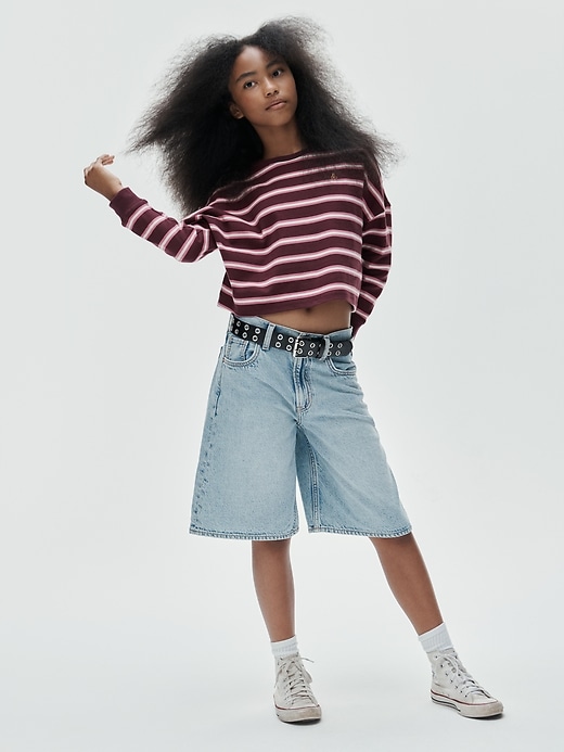 Image number 6 showing, Kids Mid Rise Longline Denim Shorts