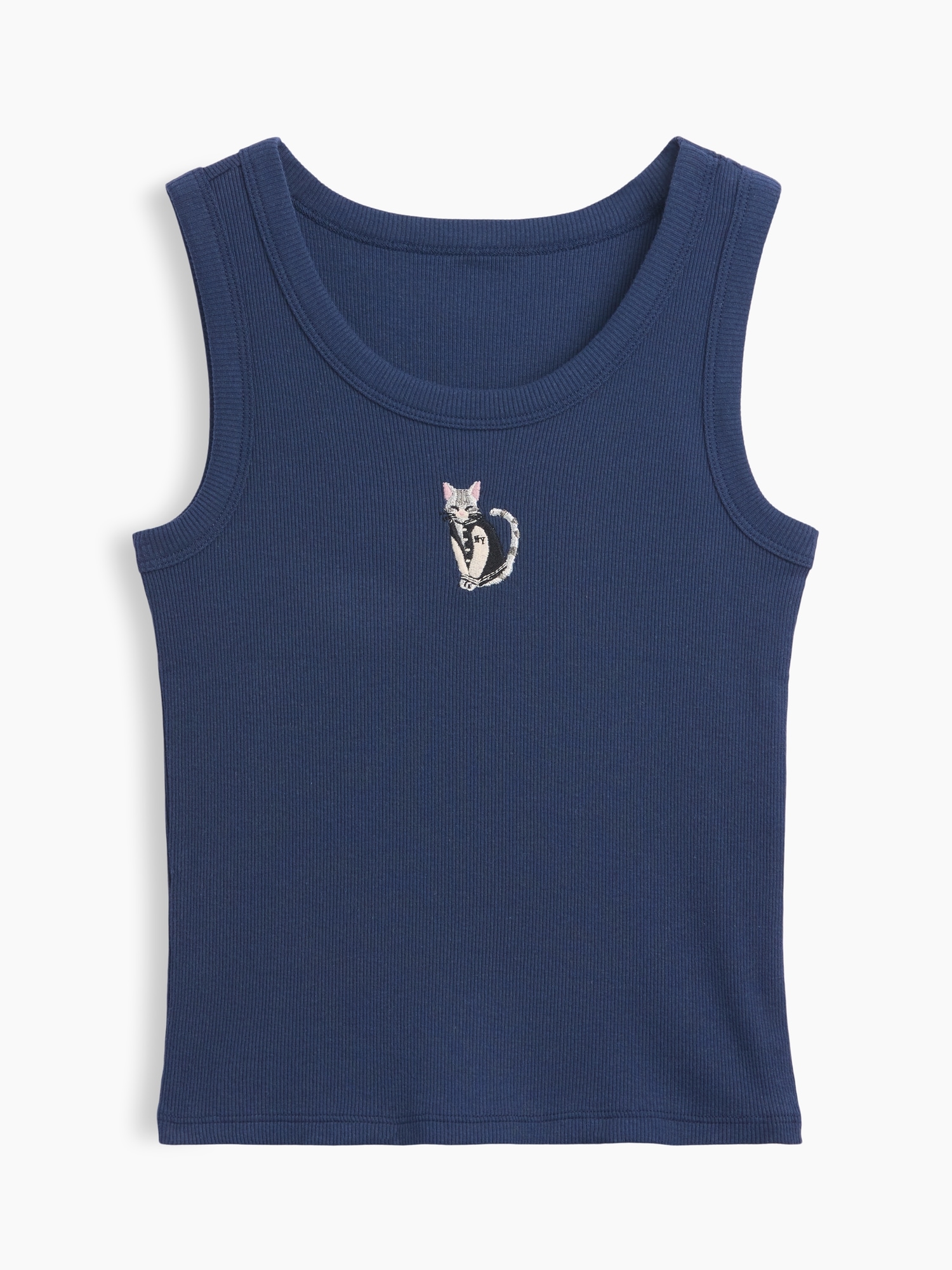 Kids Rib Embroidered Graphic Tank Top