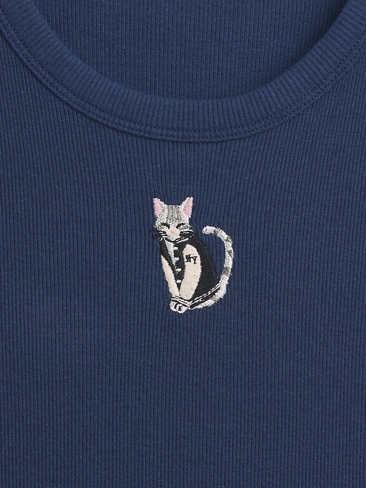Image number 4 showing, Kids Rib Embroidered Graphic Tank Top