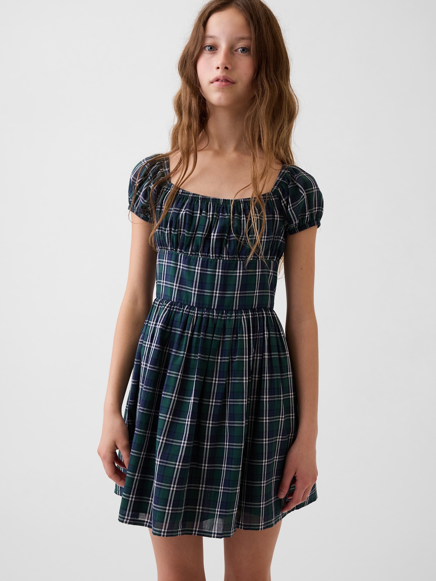 Детские платья Gap Kids Denim Puff-Sleeve Dress
