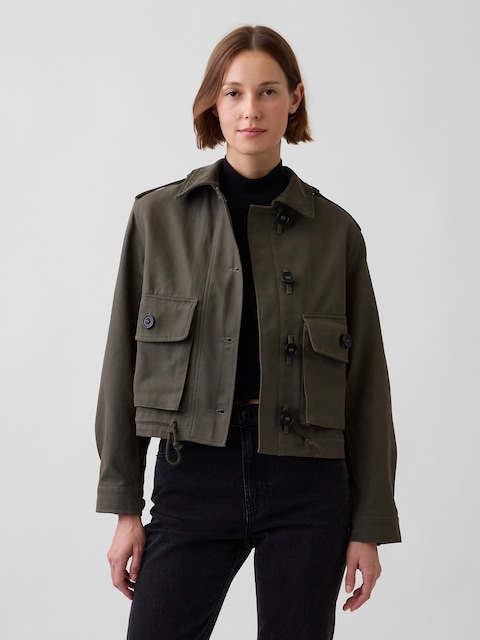 Canvas Crop Utility Jacket