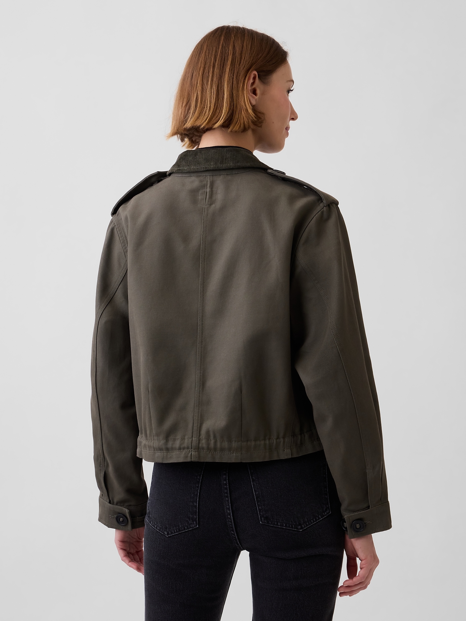 Canvas Crop Utility Jacket