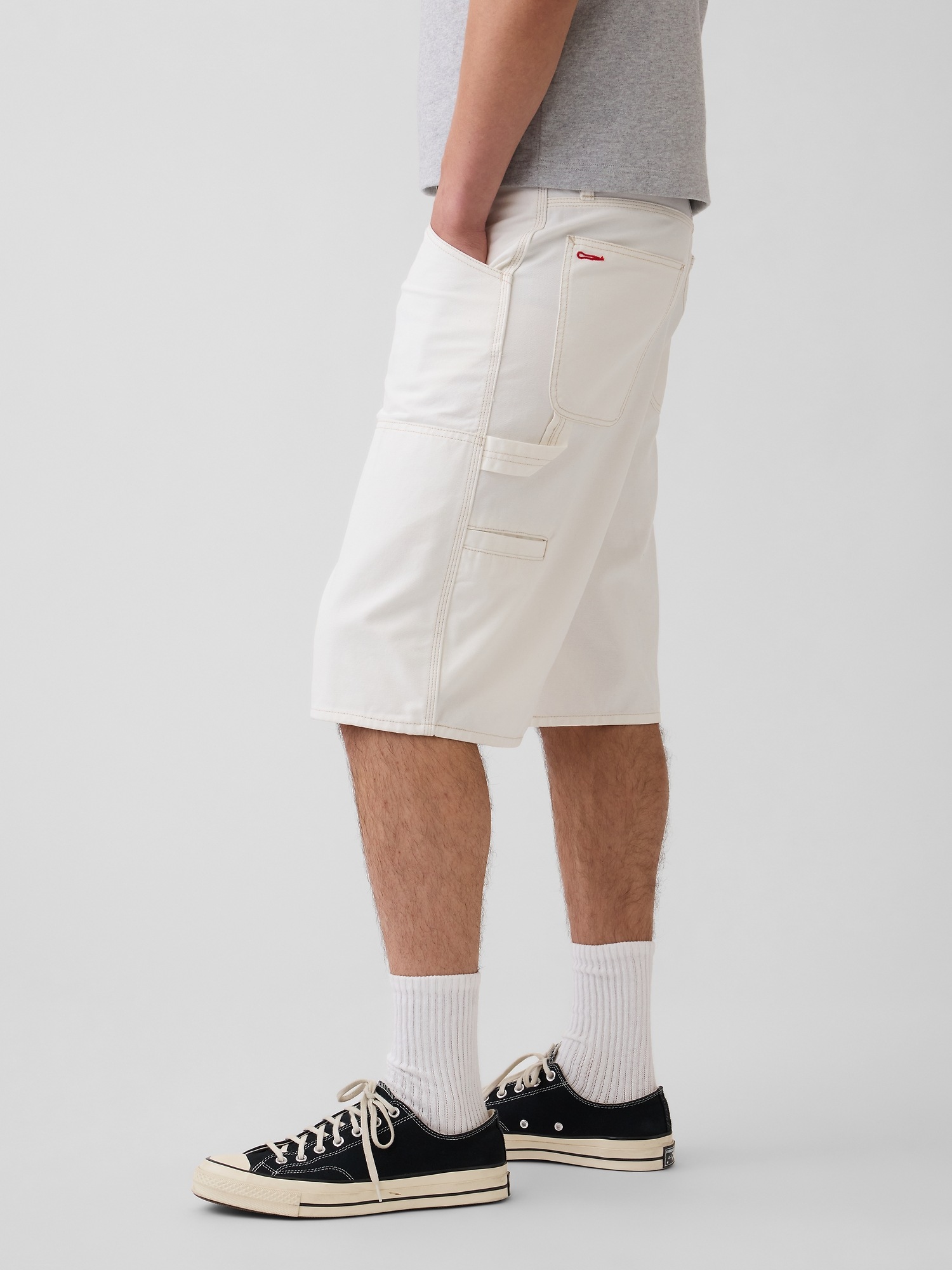 Шорты Gap Adult Los Tacos No. 1 Canvas Denim Baggy Carpenter, цвет: Серо-бежевый — фото 3