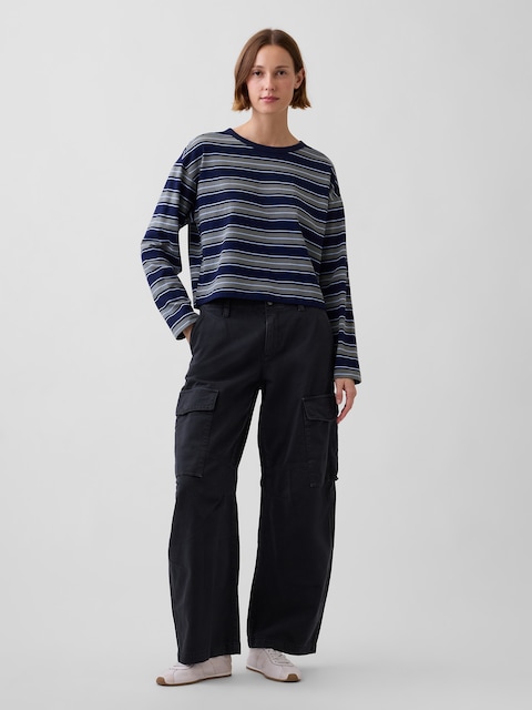 Low Rise Twill Baggy Barrel Cargo Pants