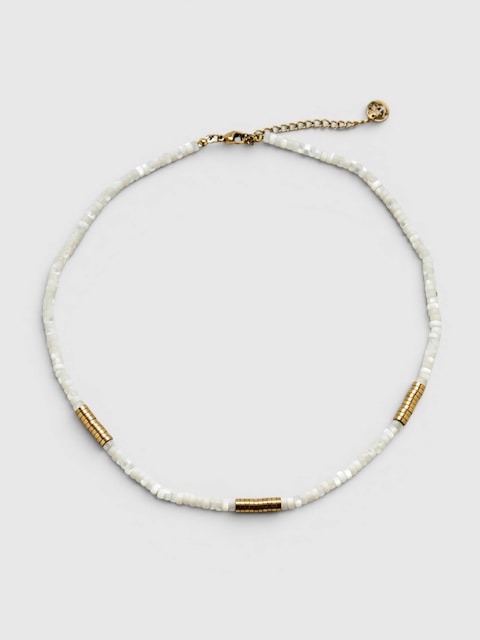 Admiral Row Beaded Mother of Pearl and Gold Necklace