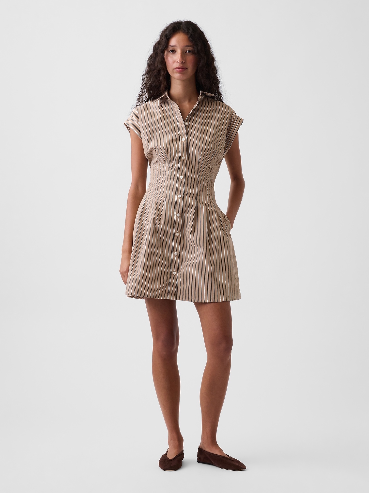 Женские платья Gap Poplin Stripe Cinched Mini Shirtdress