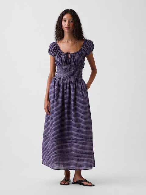 Voile Smocked-Waist Maxi Dress