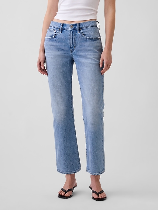 Image number 2 showing, Mid Rise Relaxed Flare Crop Jeans