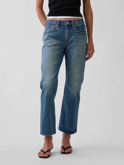 Image number 2 showing, Mid Rise Relaxed Flare Crop Jeans