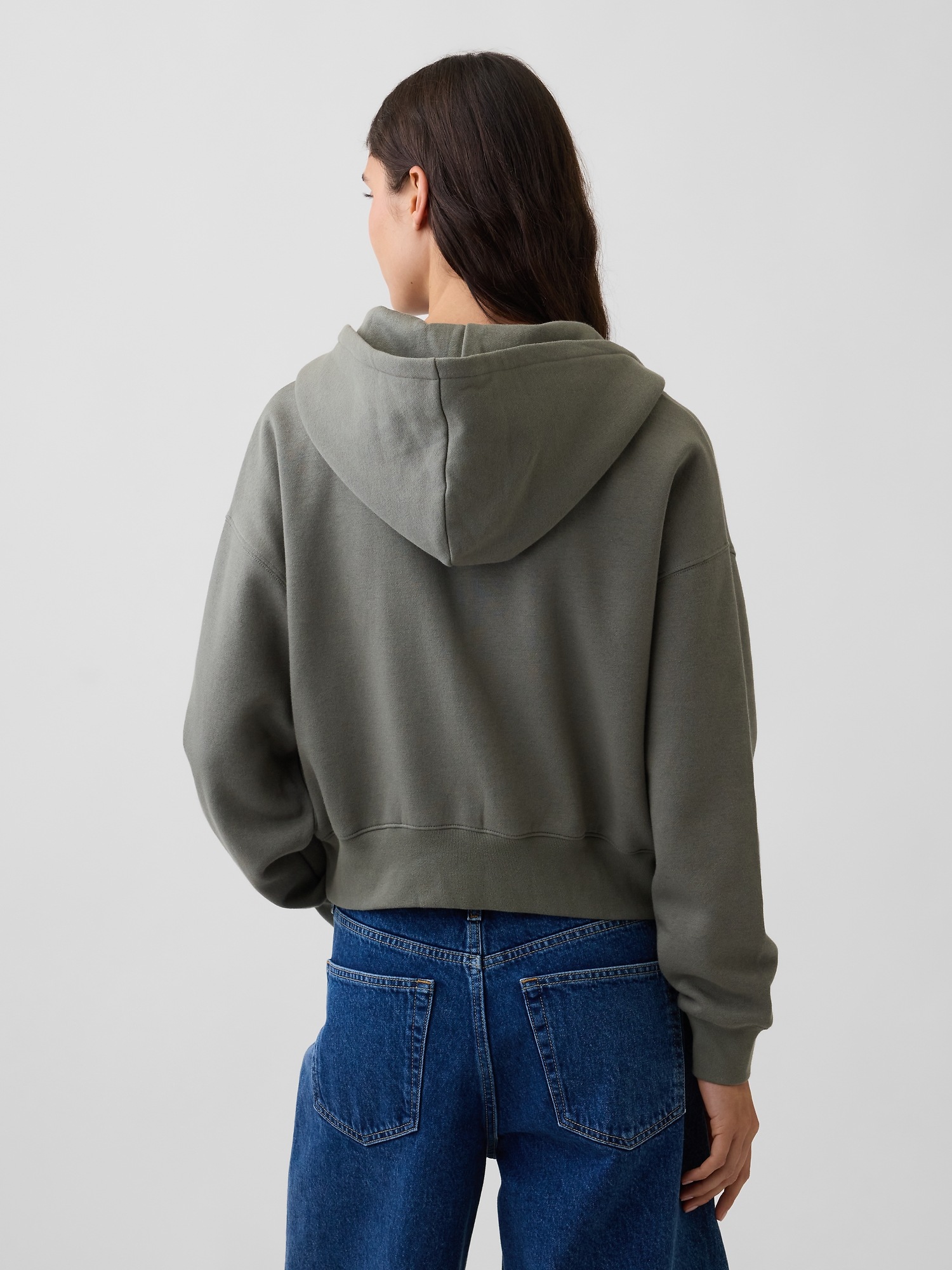Женское худи Gap VintageSoft Wedge Zip, цвет: Серый — фото 3