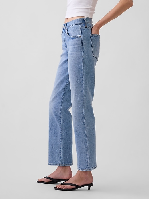 Image number 3 showing, Mid Rise Relaxed Flare Crop Jeans