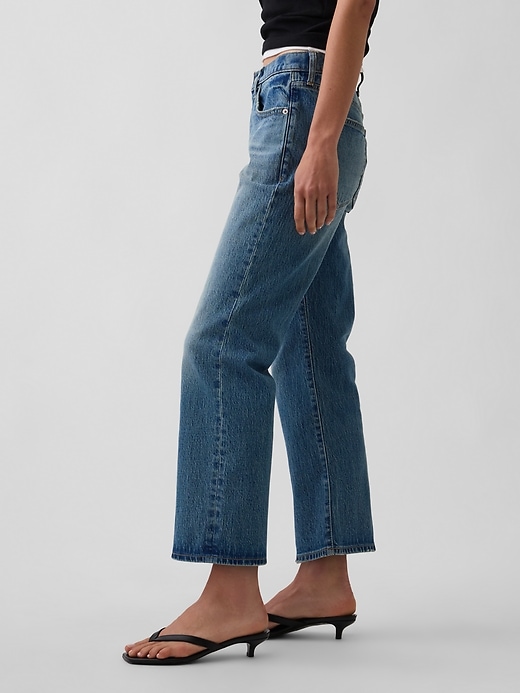 Image number 3 showing, Mid Rise Relaxed Flare Crop Jeans