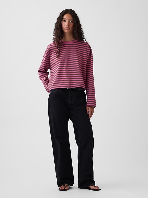Image number 2 showing, Knit Oversized Crop T-Shirt