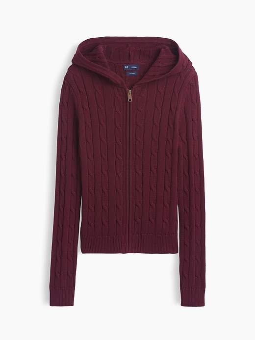 Image number 1 showing, 100% Cotton Cable-Knit Zip Cardigan