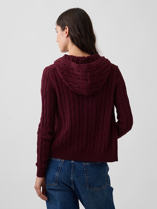 Image number 3 showing, 100% Cotton Cable-Knit Zip Cardigan