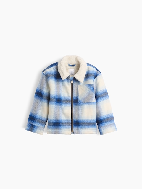 Baby & Toddler Sherpa-Lined Flannel Zip Shirt Jacket