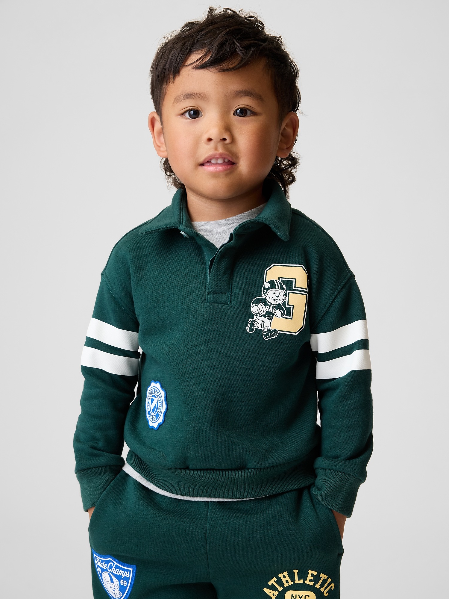 Свитшот Gap VintageSoft Varsity Logo Polo Sweatshirt для малышей, цвет: Зелёный