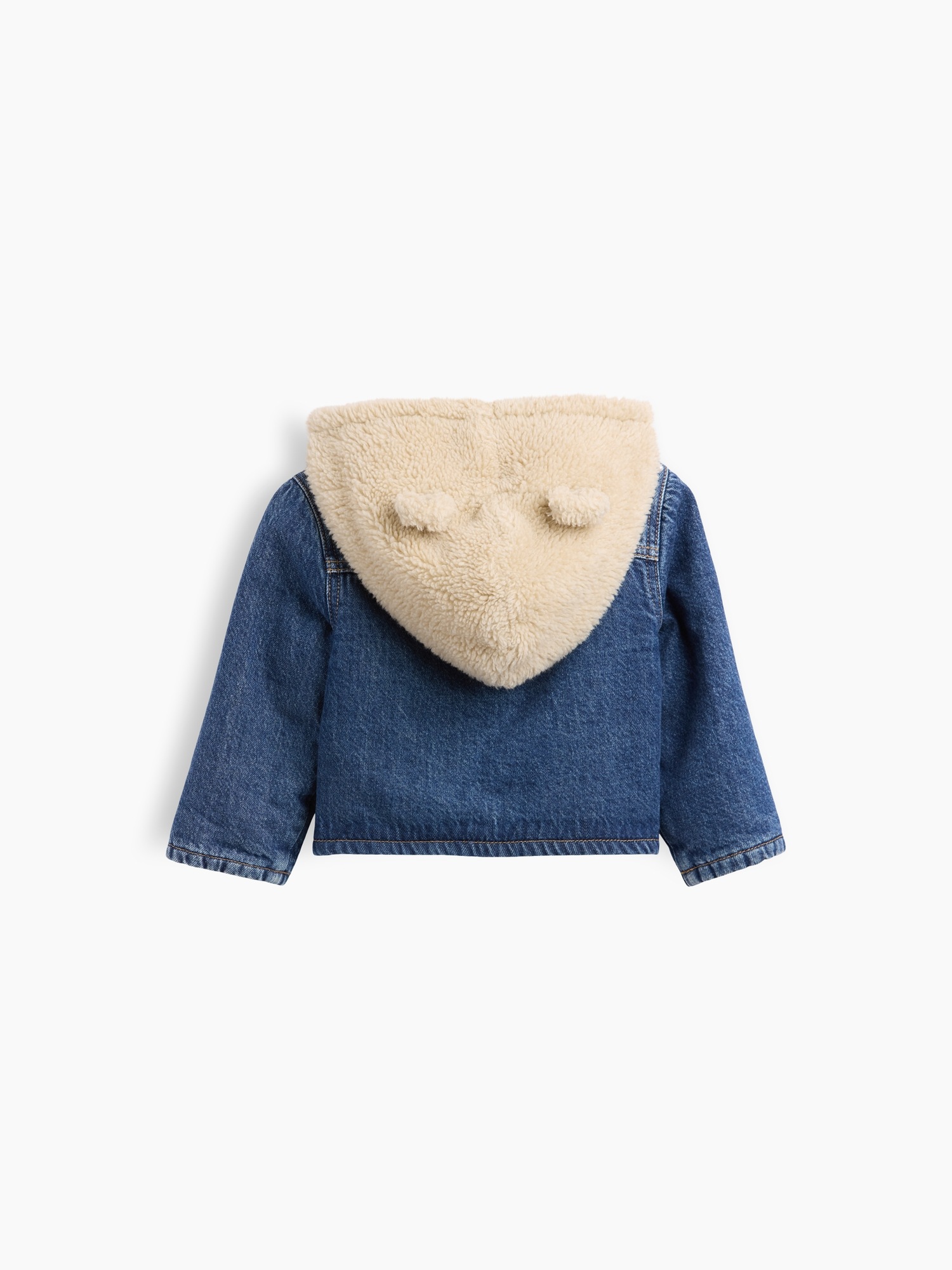 Куртка Gap Hooded Sherpa & Denim Jacket для малышей, цвет: Средняя варка — фото 2