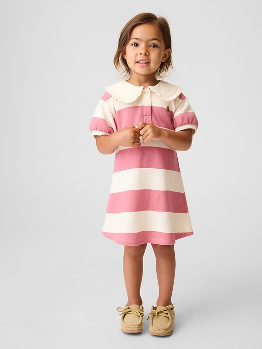 Image number 1 showing, Baby & Toddler French Terry Collared Print Dress