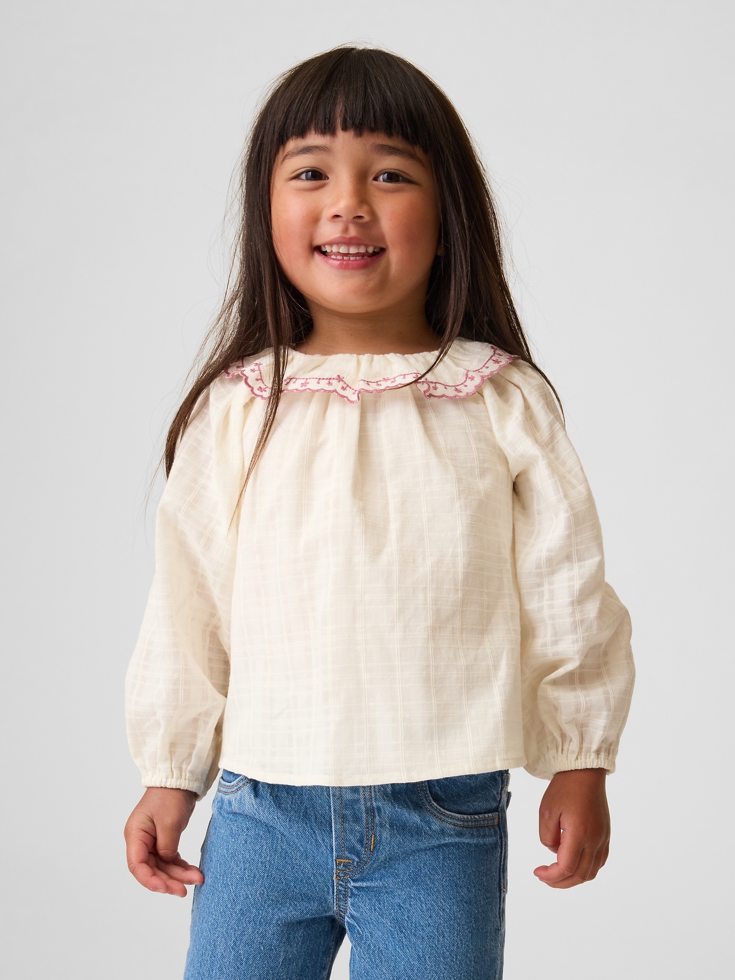 Топ Gap Ruffle Collar Top для малышей, цвет: Слоновая кость морозный
