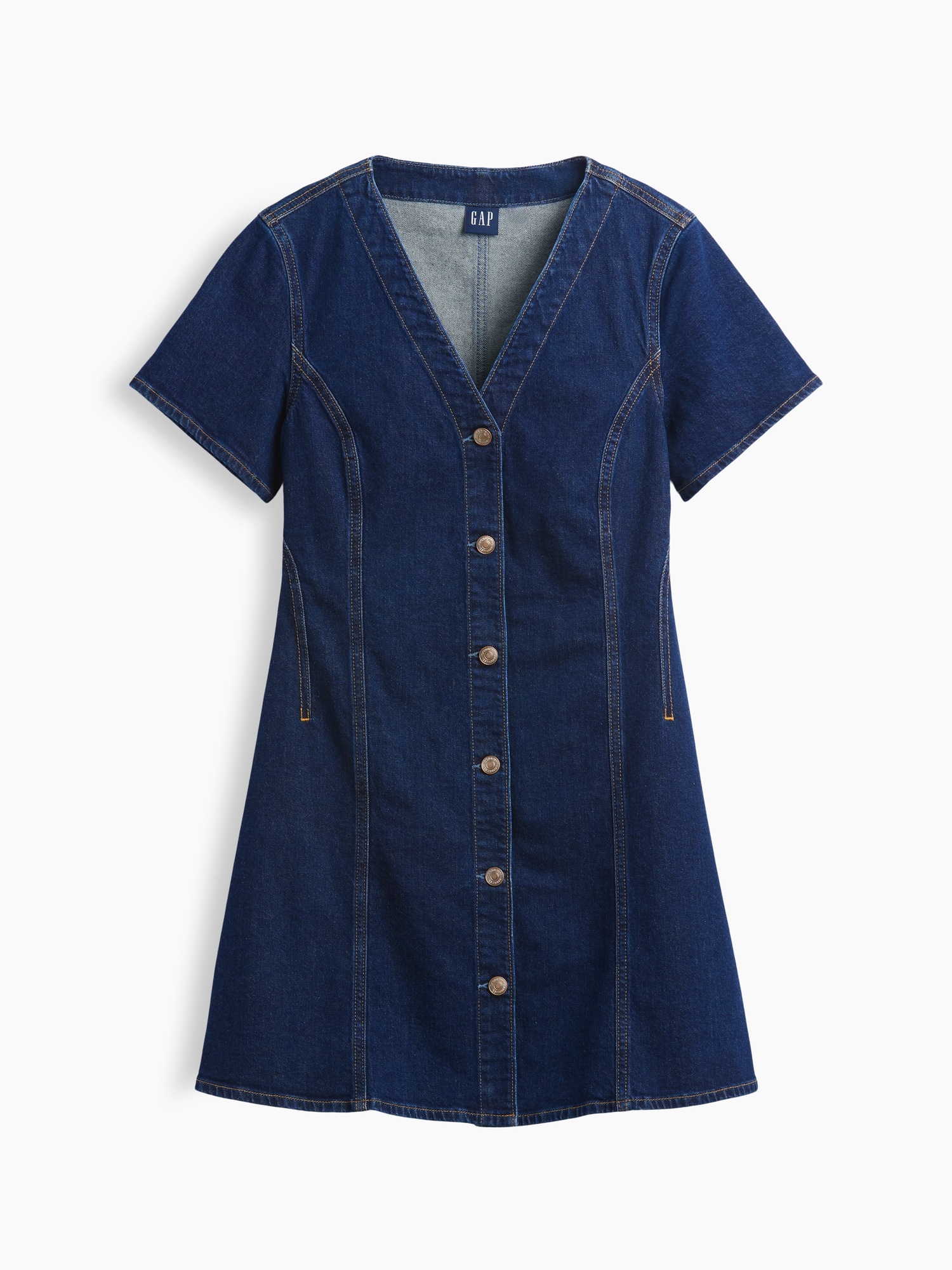 Женские платья Gap Denim V-Neck Mini Dress — фото 3