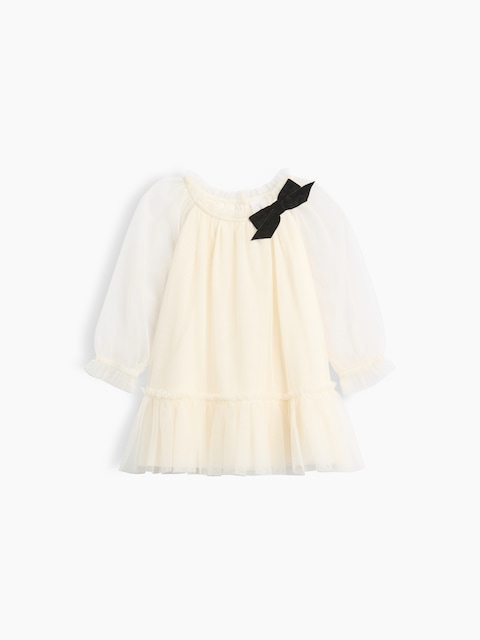 Baby & Toddler Bow-Neck Tulle Dress