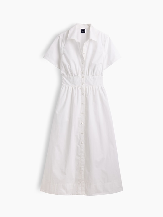 Image number 5 showing, Poplin Smocked-Waist Maxi Shirtdress