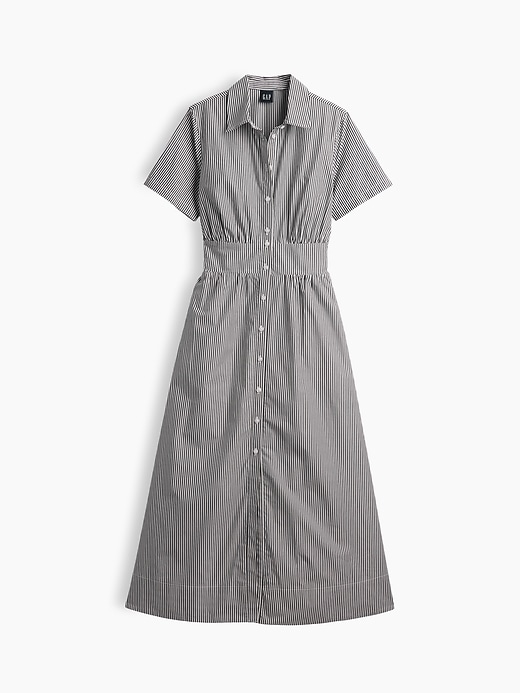 Image number 5 showing, Poplin Smocked-Waist Maxi Shirtdress