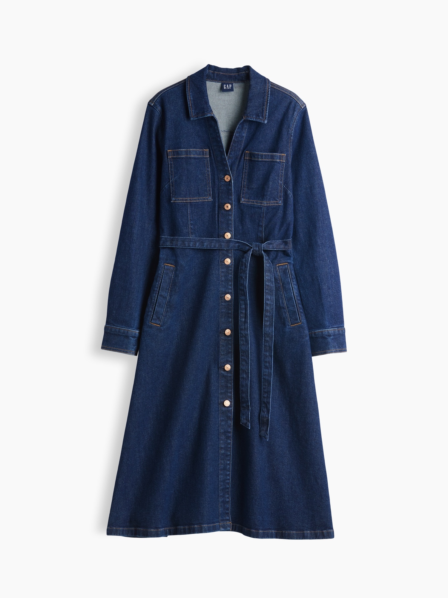 Gap Denim Tie-Belt Midi Shirtdress — фото 4