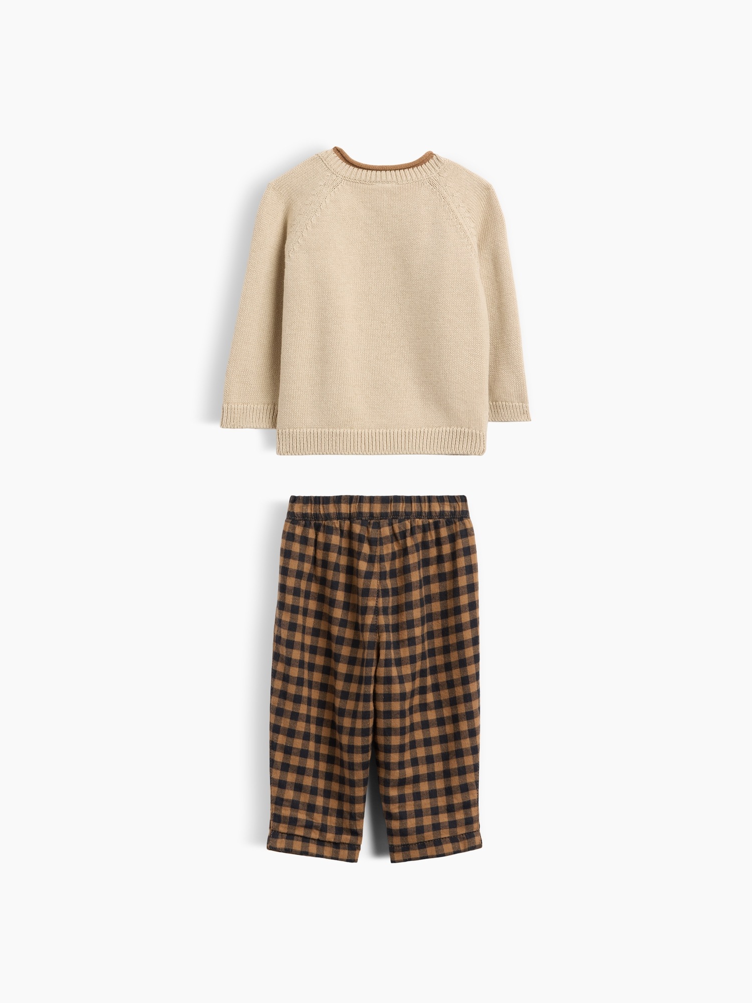 Свитеры Gap Sweater Outfit Set для малышей, цвет: Коричневый клетчатый — фото 2