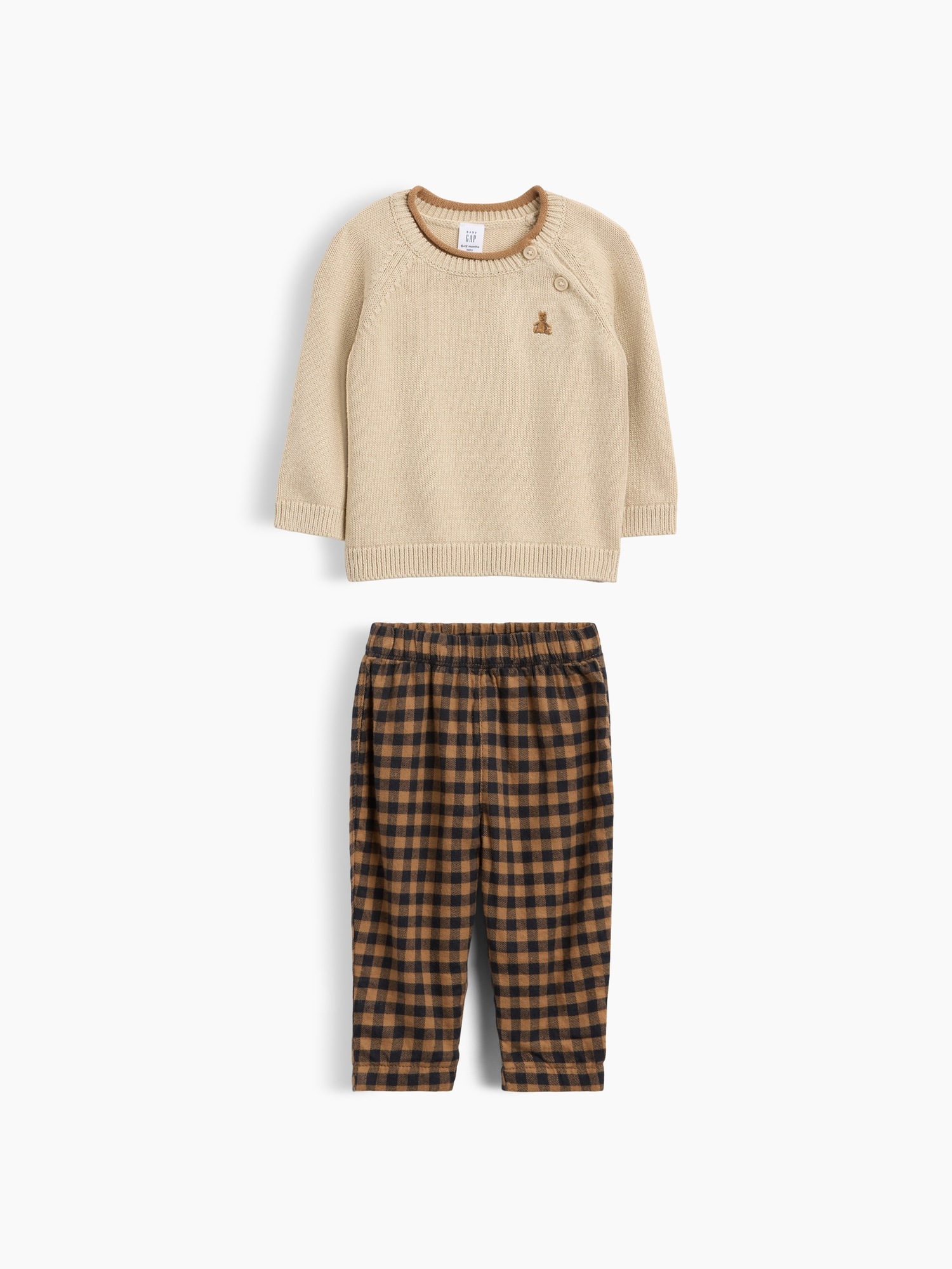 Свитеры Gap Sweater Outfit Set для малышей, цвет: Коричневый клетчатый