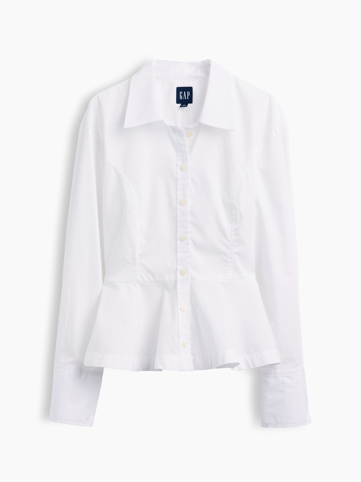 Женская рубашка Gap Organic Cotton Popin Peplum, цвет: Оптический белый — фото 5