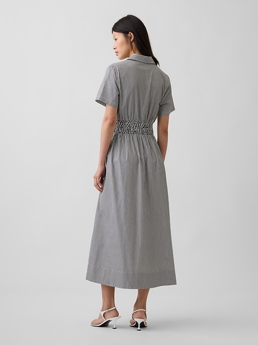 Image number 2 showing, Poplin Smocked-Waist Maxi Shirtdress