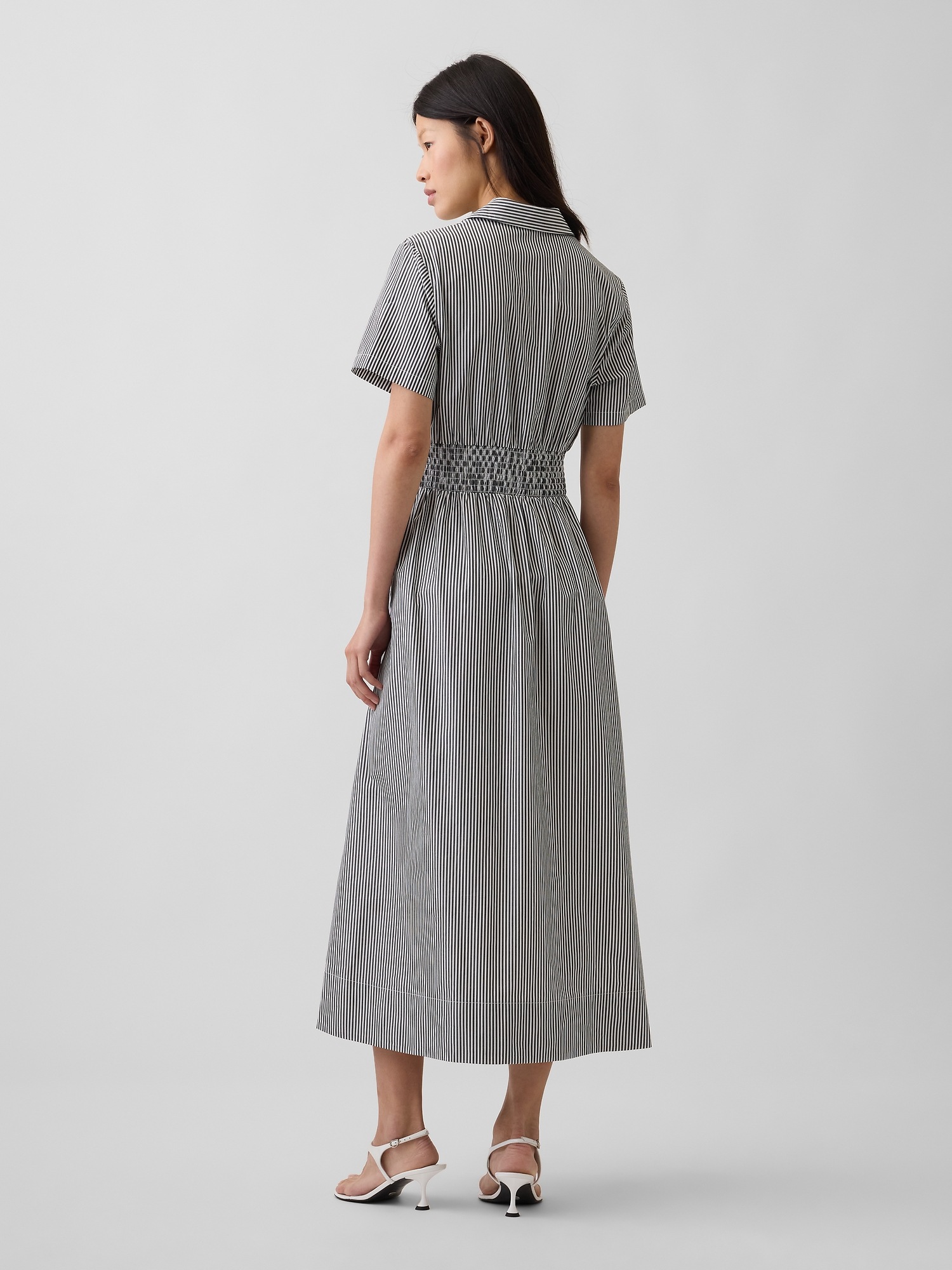 Gap Poplin Smocked-Waist Maxi Shirtdress — фото 2