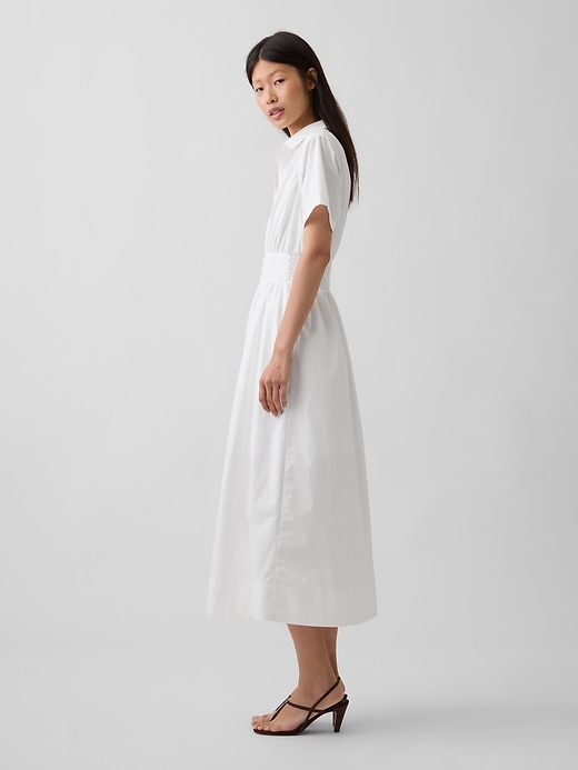Image number 3 showing, Poplin Smocked-Waist Maxi Shirtdress