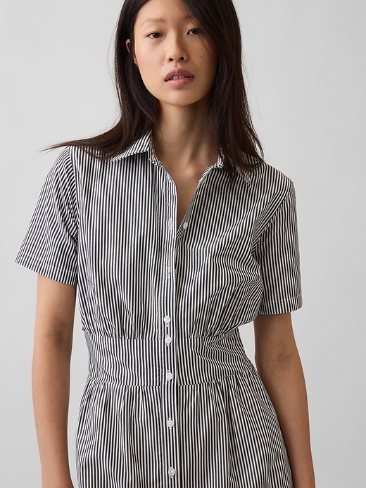 Image number 4 showing, Poplin Smocked-Waist Maxi Shirtdress