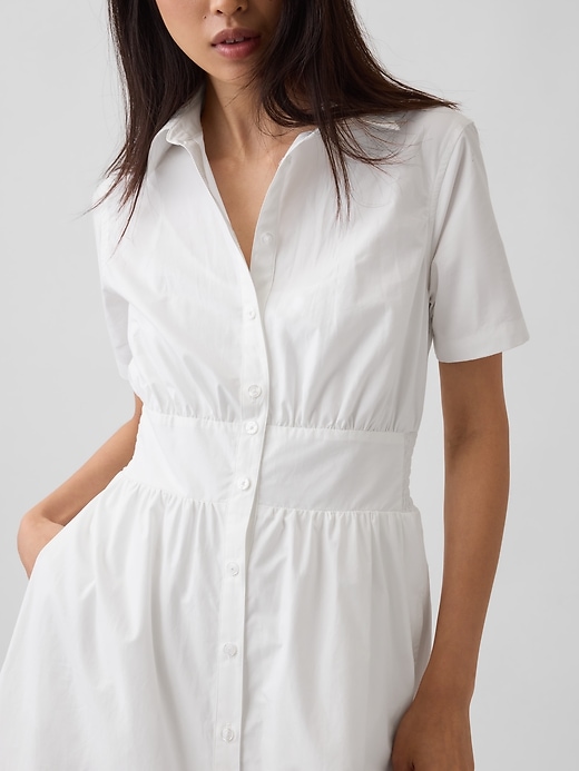 Image number 4 showing, Poplin Smocked-Waist Maxi Shirtdress
