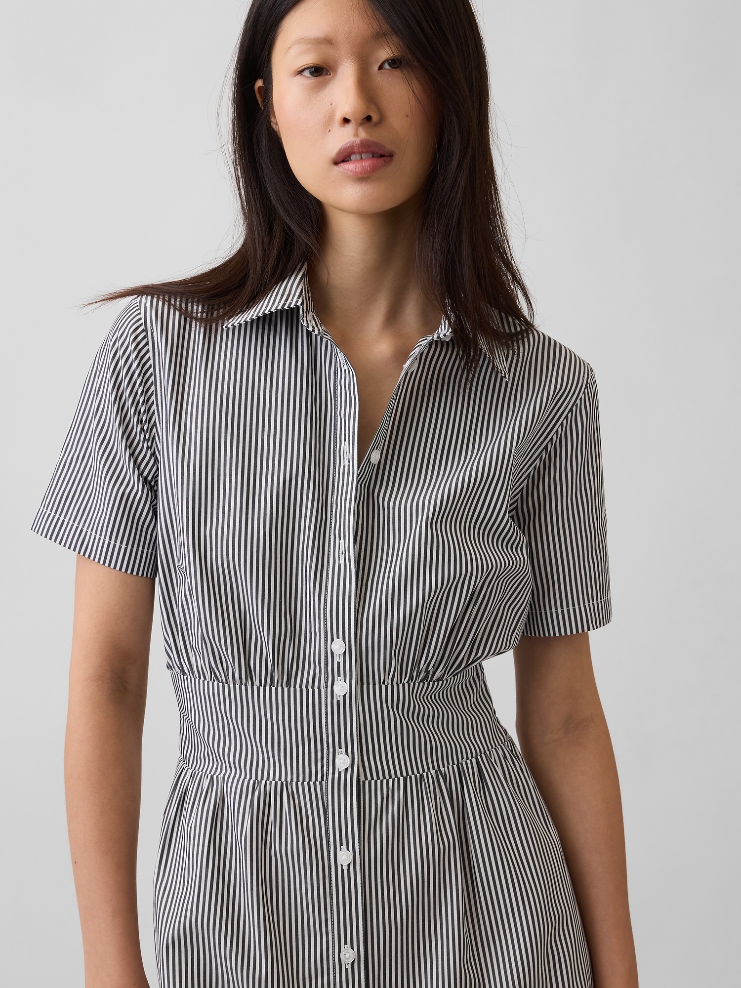 Gap Poplin Smocked-Waist Maxi Shirtdress — фото 4