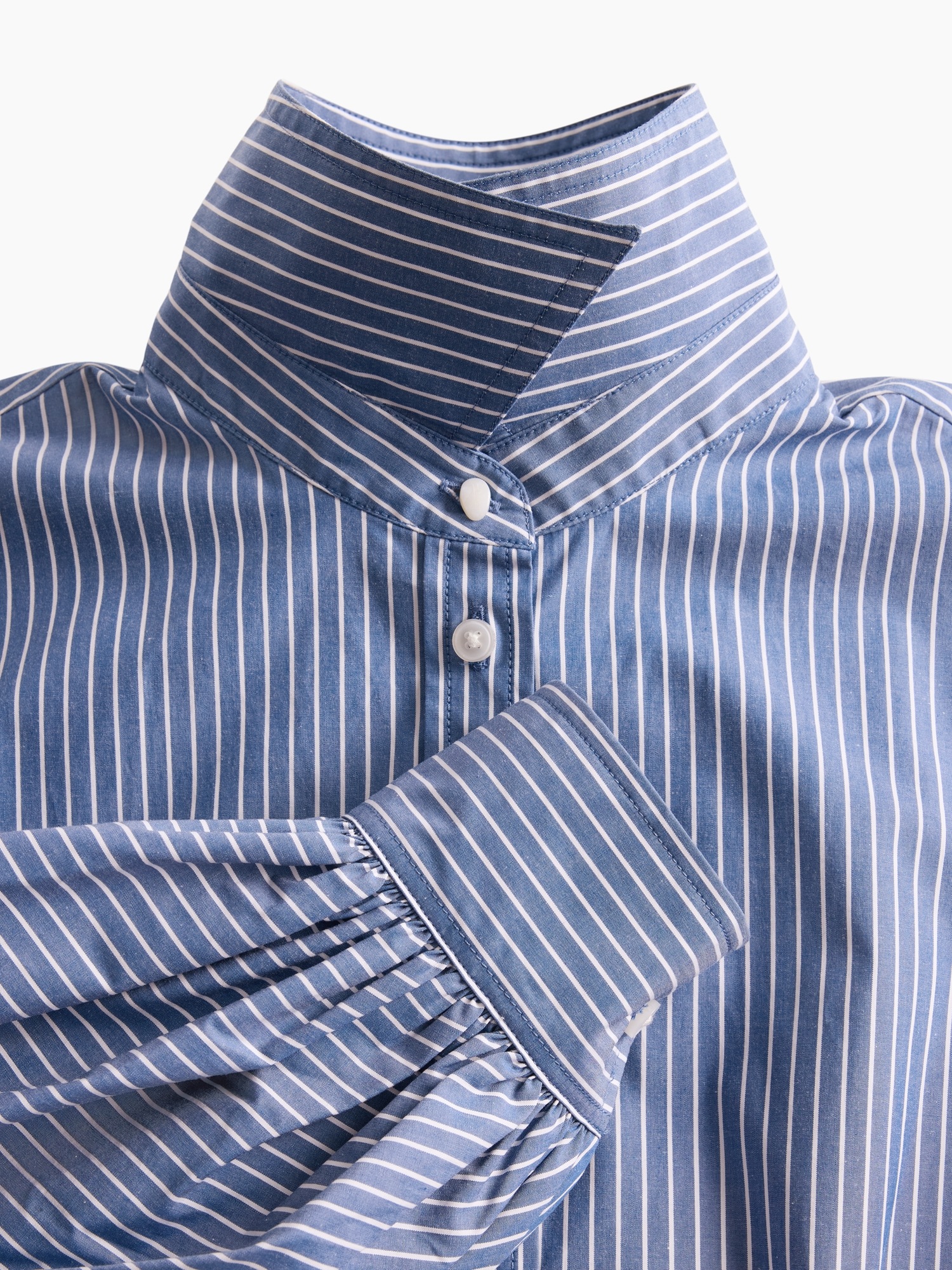 Женская рубашка Gap GapStudio Poplin Fitted, цвет: Синий полосатый — фото 5